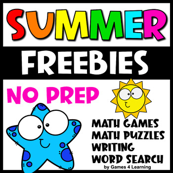 Preview of Free Summer Activities - Word Search, Math Games, Writing - End of Year Fun