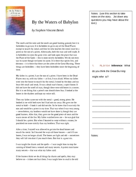 Preview of By the Waters of Babylon Handout aligned with Common Core Standards