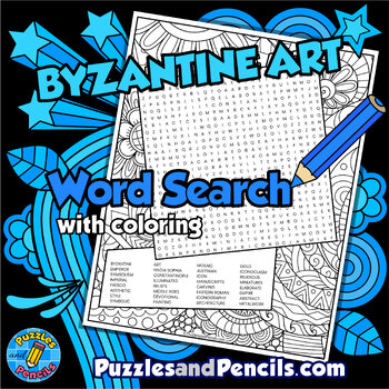 Preview of Byzantine Art Word Search Puzzle & Coloring Activity | Periods of Art Wordsearch