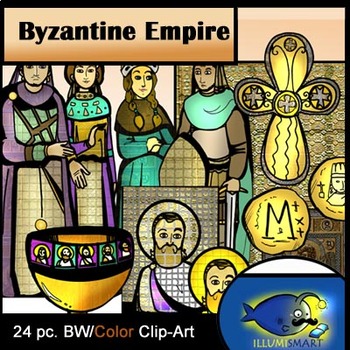 Preview of Byzantine Empire 24 pc. BW/Color Clip-Art Set