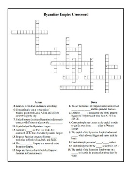 Preview of Byzantine Empire Crossword with Notes