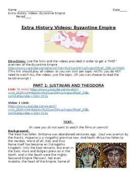 Preview of Byzantine Empire - Lesson Plan -guided reading questions, videos, worksheet