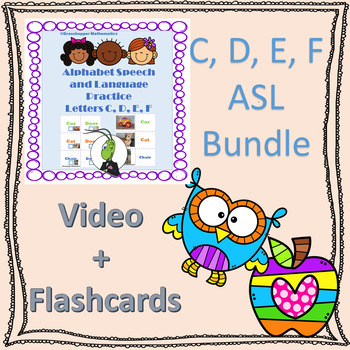 Preview of C, D, E, F ASL Video and Flashcards Bundle - Sign Language