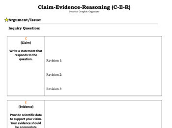 Preview of C-E-R Template: Claim, Evidence, Reasoning