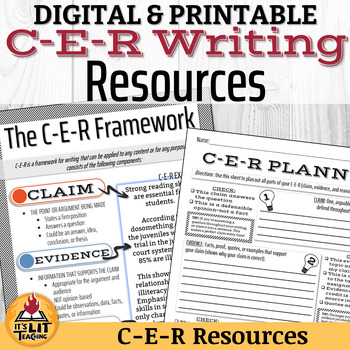 Preview of C-E-R (claim, evidence, reasoning) Writing Resource Bundle | Printable & Digital