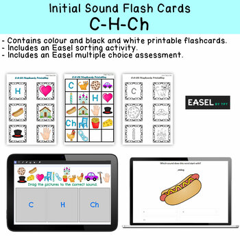 Preview of C - H - Ch Flash Cards for Memory or Sorting & Easel Sort