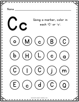 C Letter Recognition Packet by Ashley's Goodies | TPT