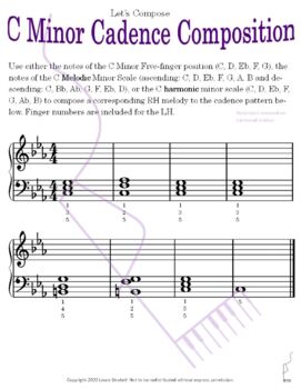 Preview of C Minor Cadence Composition - Exercise for Intermediate Piano Students