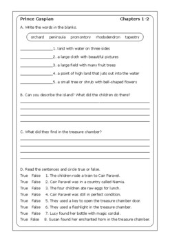 c s lewis prince caspian worksheets by peter d tpt