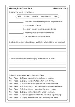C. S. Lewis "The Magician's Nephew" worksheets by Peter D | TpT