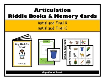 Preview of ARTICULATION K & G Word Riddle Books and Memory Cards, SPEECH THERAPY