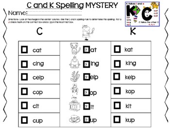 c and k spelling rule worksheets by intentional instruction teaching tools