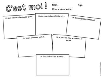 C'est Moi French Worksheets for All About Me! by Inquiring