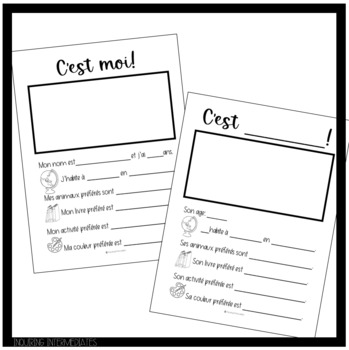 C'est Moi French Worksheets for All About Me! by Inquiring Intermediates