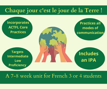 Preview of C'est le jour de la Terre: An 8-week unit on the environment for French 3 & 4