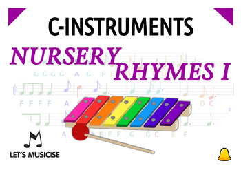 Preview of C-instruments Nursery Rhymes 1 class resource: chime bars, bells, piano, drum