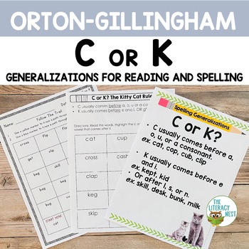 Preview of C or K Spelling Rules for Orton-Gillingham Lessons