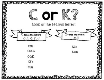 C or K rule by Second Grade Smartie Pants | Teachers Pay Teachers