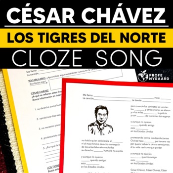 Preview of César Chávez- Los tigres del norte Cloze Song