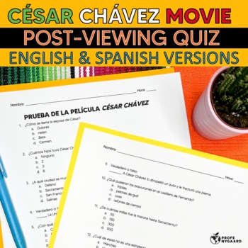 Preview of César Chávez Movie Post-viewing Quiz English & Spanish