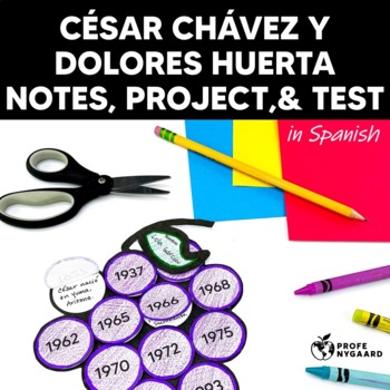 Preview of César Chávez y Dolores Huerta Notes, Project, & Test for Heritage Speakers