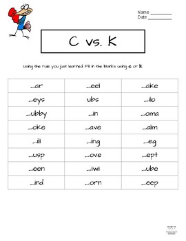 Preview of C vs. K worksheet