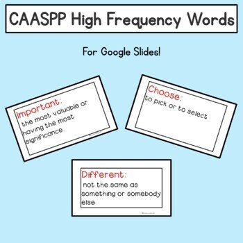 Preview of CAASPP High Frequency Words and Definitions (Google Slides)