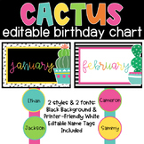 Cactus Classroom Theme Editable Birthday Chart