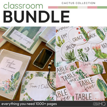 Preview of Cactus Classroom Theme Calm Classroom Decor Bundle | CACTUS