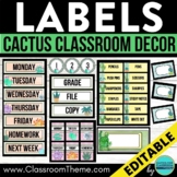 CACTUS Classroom Decor LABEL organization editable printable classroom supply