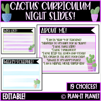 Preview of CACTUS! Back to School Night /Open House Slides! (EDITABLE!)