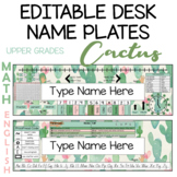 CACTUS THEME DESK NAME PLATES *UPPER PRIMARY* MATH AND ENGLISH