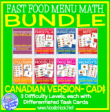 CAD$ Fast Food Menu Math with the Canadian Dollar- Money M