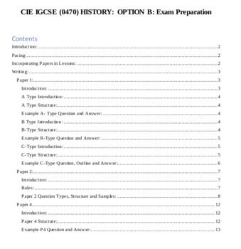 Preview of CAIE 0470 History Exam Prep Guide
