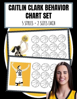 Preview of CAITLIN CLARK SET of 5 Behavior Charts IOWA HAWKEYES Basketball Female Athlete