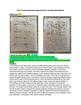 Preview of CAL TPA 2 (English, 1st grade)- Part I: formal assessment responses (student 2)