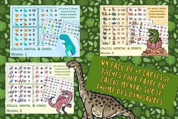 Preview of CALCUL MENTAL ET DINOSAURES PACK