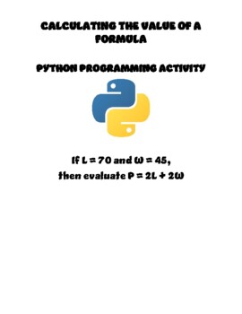 Preview of CALCULATING THE VALUE OF A FORMULA PYTHON PROGRAMMING ACTIVITY