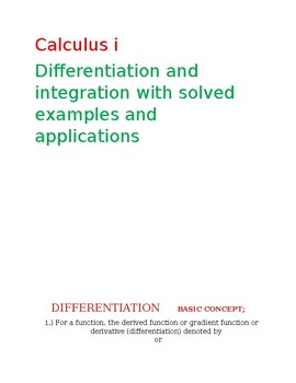 Preview of CALCULUS 1-Differentiation and Integration