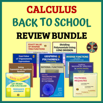 Preview of CALCULUS BACK TO SCHOOL - Review Bundle