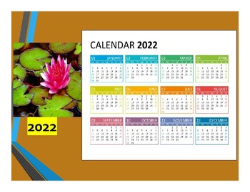 Preview of CALENDAR 2022 (2 CARD SIZE )