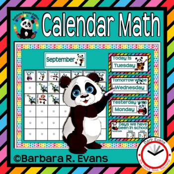 Preview of CALENDAR MATH Year Long Activities Rainbow Panda Theme Classroom Decor