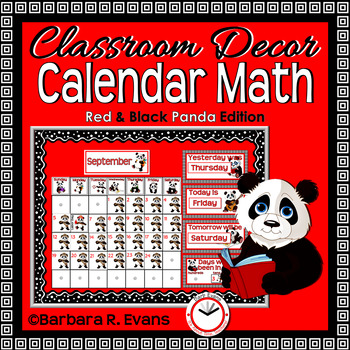 Preview of CALENDAR MATH Year Long Activities Red Panda Theme Classroom Decor