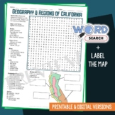 CALIFORNIA Geography and Regions Word Search Puzzle Map Ac