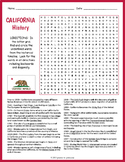 CALIFORNIA HISTORY & TIMELINE Word Search Puzzle Worksheet