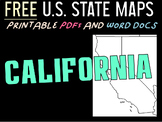 CALIFORNIA FREE PRINTABLE STATE MAP (IN PDF AND MS WORD FORMATS)