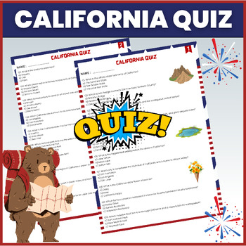Preview of CALIFORNIA Trivia Quiz | US States Geography Trivia Quiz