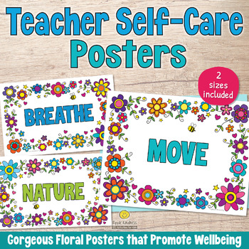 Preview of TEACHER SELF-CARE POSTERS Affirmations for Mental Health Awareness & Wellbeing