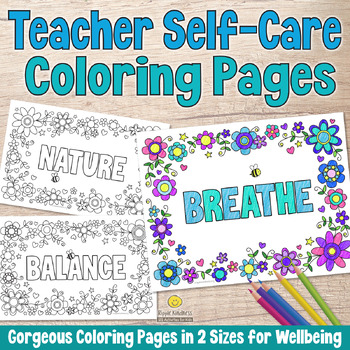 Preview of CALM COLORING PAGES Mindful Affirmation Posters - Teacher Wellbeing & Self-Care