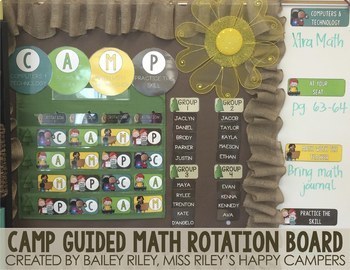 Preview of CAMP Guided Math Rotation Board {with EDITABLE headers}